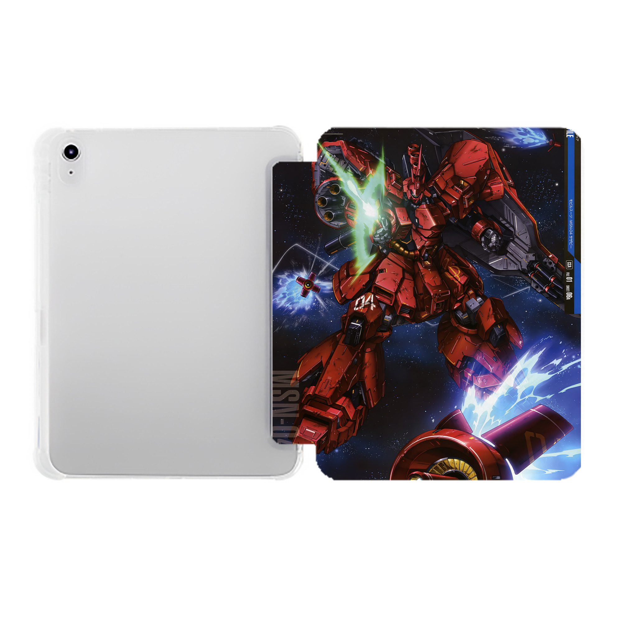 （画像用） 機動戦士ガンダム Mobile Suit Gundam IPad ケース ペン収納付き 三つ折りスタンド PUレザー×シリコン 対応機種9.5/10.5/10.9インチ